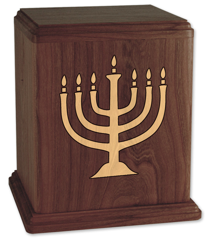 Corinthian Inlay Menorah Wood Memorial