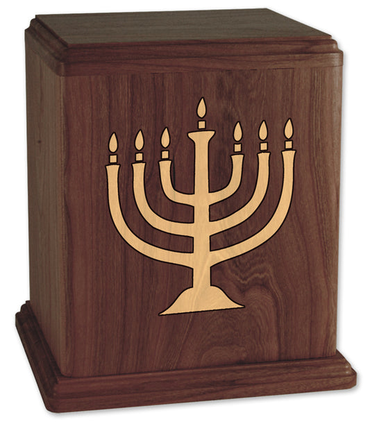 Corinthian Inlay Menorah Wood Memorial