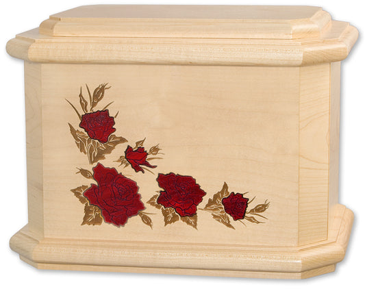 Octogon Inlay Roses Wood Memorial
