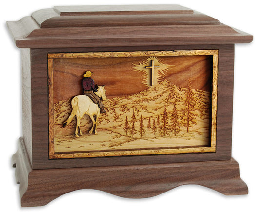 Ambassador Riding Home Mountains w/Cross Wood Memorial