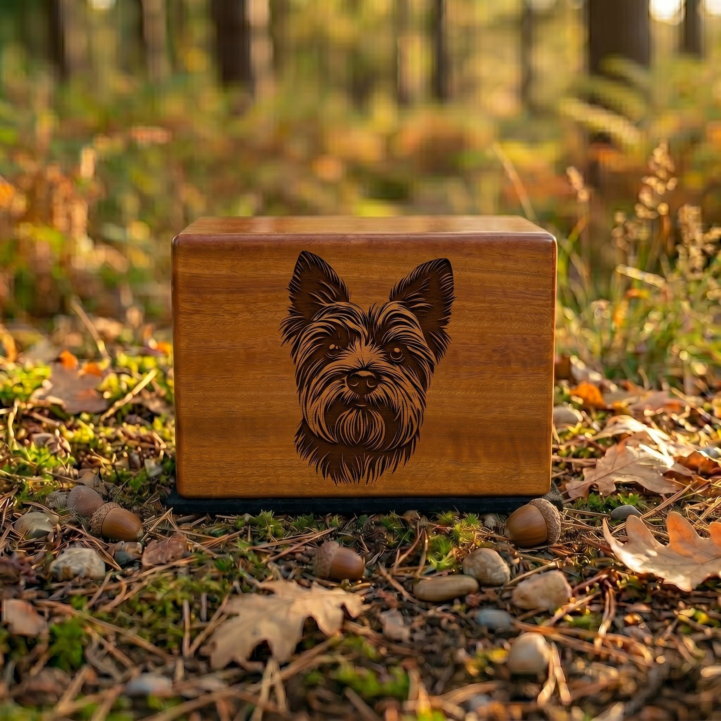 Yorkshire Terrier Stencil Engraved Wood Memorial